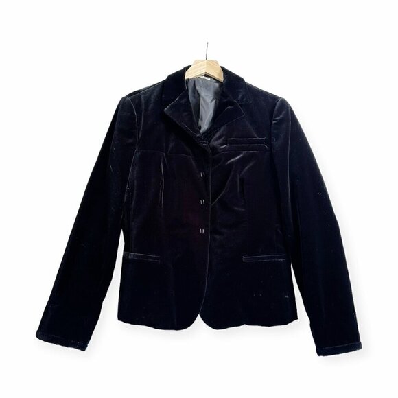Miu Miu Black Velvet Blazer Jacket, Size 44‎ Italy/M - Picture 1 of 16